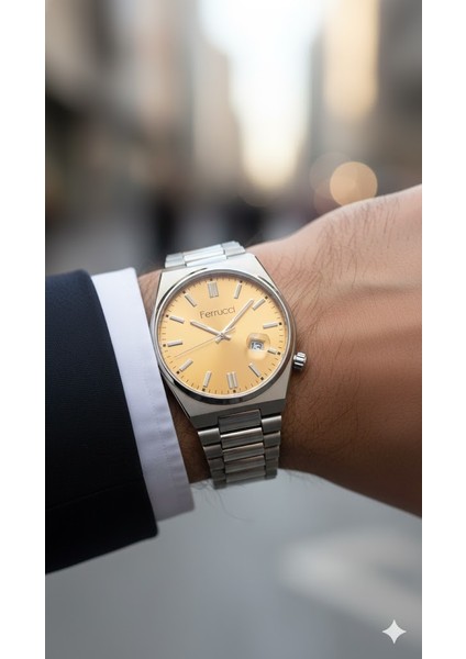 Erkek Kol Saati Gümüş Renk, Turuncu Kadran – Şık Metal Kordon, 2 Yıl Garantili modelleri