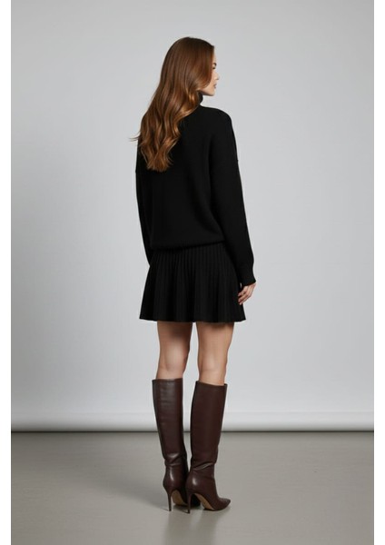 Kadın Boğazlı Kazak Etek Ikili Triko Takım fırsatları