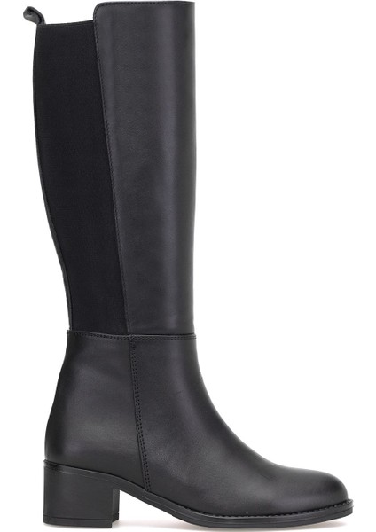 D25KC-2300 Kadın Hakiki Deri Topuklu Çizme Siyah