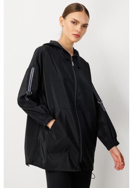 Poly Cupra Spor Ara Boy Basen Örten Baharlık Trench / Kap-Siyah