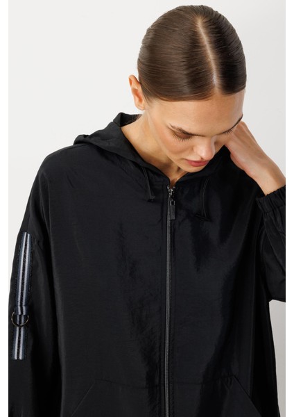 Poly Cupra Spor Ara Boy Basen Örten Baharlık Trench / Kap-Siyah