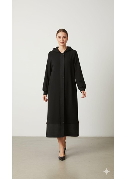 Ray Kapitone Desen Krep Doku Astarlı Spor Trench Kap-Siyah