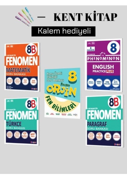 8.sınıf Matematik-Türkçe-Paragraf B Set - Orjin Fen - Ingilizce Soru Bankaları Set