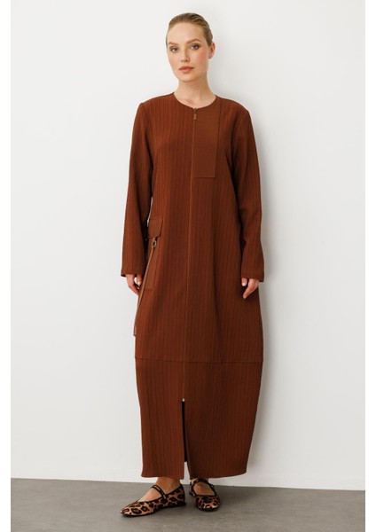 Poly - Cupra Garni Detaylı Spor Zamansız Ferace Kap-Kahve