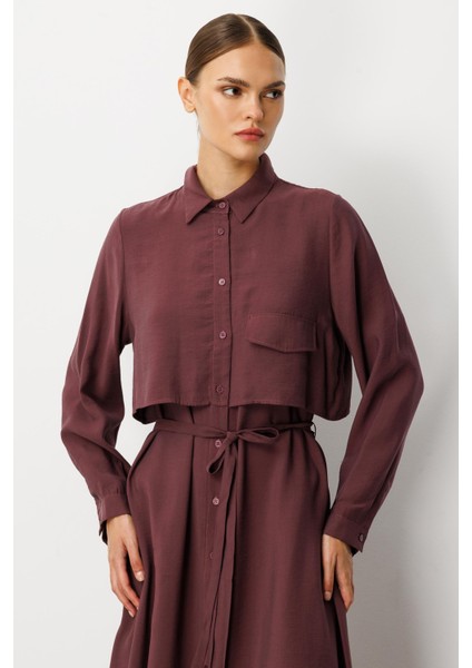 Soft Modal(%90) Içerik Aller Detay Kap Elbise Ferace-Bordo modelleri