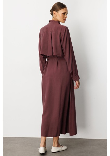 Soft Modal(%90) Içerik Aller Detay Kap Elbise Ferace-Bordo fırsatları