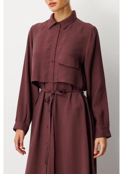 Soft Modal(%90) Içerik Aller Detay Kap Elbise Ferace-Bordo indirimleri