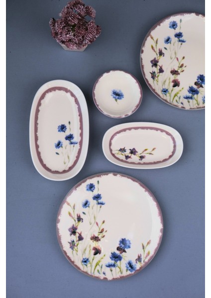 Porselen Morden Kahvaltı ve Ikram Takımı 6 Kişilik 14 Parça