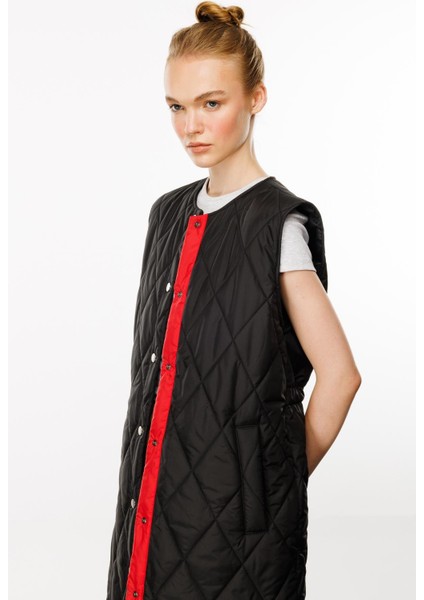 Armonia Çıt Çıt Kapamalı Renk Detayları ile Süslenmiş Zamansız Spor Yelek-Siyah fırsatları