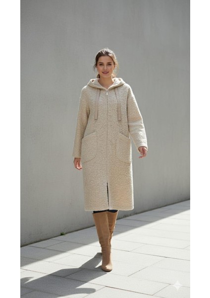 Yün Görünümlü Aksesuar Detaylı Hafif Giy Çık Hırka Kaban-Taş modelleri