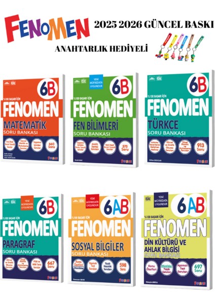 Fenomen Yayınları 6.sınıf Tüm Dersler B Serisi 6 Lı 2025 2026 Yeni Ürün