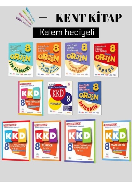 Orjin 8.sınıf Fen B.-Din K.- Inkılap - Matematik - Türkçe Konu Özetli Soru Bankaları Set + Kkd Set