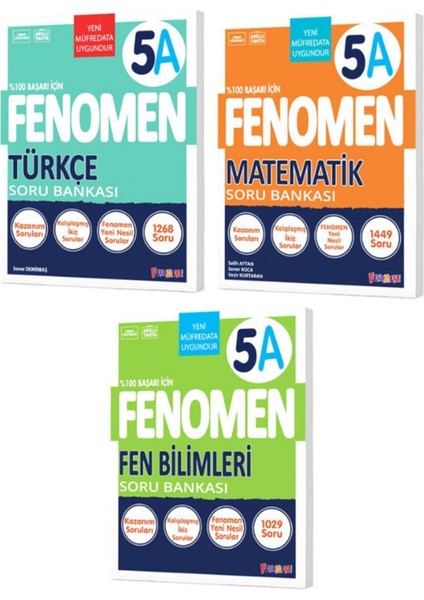 Fenomen 5 Fen Bilimleri (A) + Türkçe (A) + Matematik (A) Soru Bankası 3 Lü Set Yeni Ürün