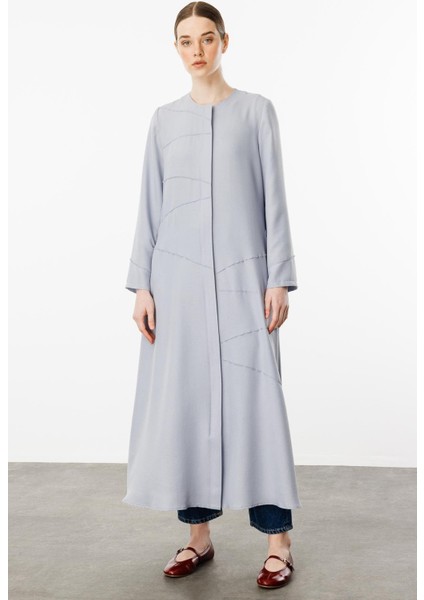 Zv Nervur Aller Dikiş Detaylı Ipekçe Doku Zamansız Spor Kap/ Ferace-Gri fırsatları