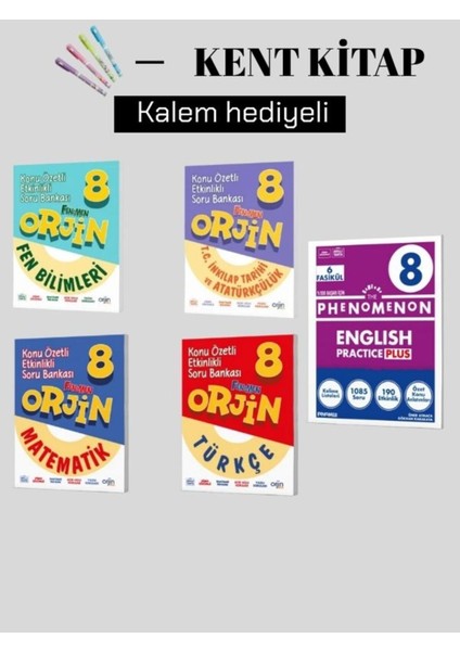 Orjin 8. Sınıf Fen B. - Matematik - Türkçe - Inkilap Konu Özetli Soru Bankaları Set+ Ingilizce