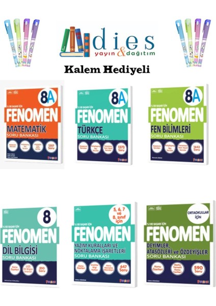 Fenomen 8. Sınıf Matematik+Fen+Türkçe+Dil Bilgisi+Yazım Kuralları+Deyimler A. (A Set) Soru Bankaları