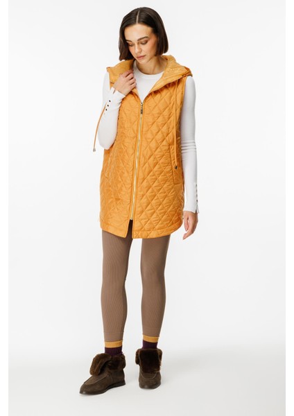 Zipper Yan ve Ön Özel Fermuar Detaylı Zamansız Yelek-Hardal fırsatları