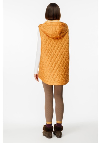 Zipper Yan ve Ön Özel Fermuar Detaylı Zamansız Yelek-Hardal indirimleri