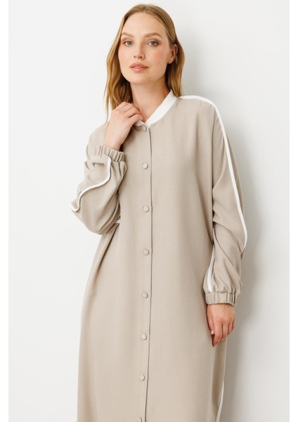 Ss Kontrast Biye Detaylı Ribana Yaka Spor Ipekçe Doku Kap/ Ferace-Taş modelleri