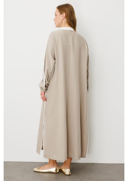 Ss Kontrast Biye Detaylı Ribana Yaka Spor Ipekçe Doku Kap/ Ferace-Taş indirimleri