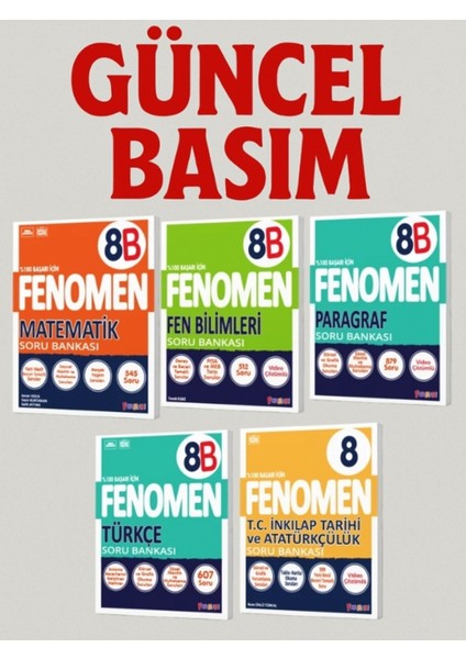 8. Sınıf Matematik - Fen Bilimleri - Türkçe - Paragraf - Inkılap T. (B Set) Soru Bankaları