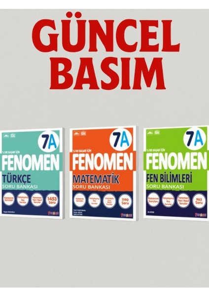 7. Sınıf Matematik - Türkçe - Fen Bilimleri (A Set) Soru Bankaları