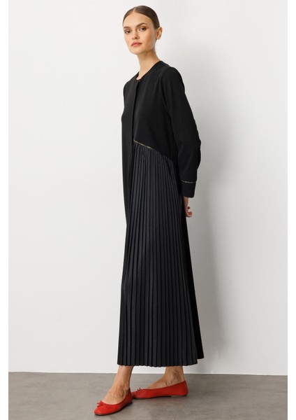 Krep Esnek Doku Polycupra Pilise Garni Detaylı Kap / Ferace-Siyah fiyatları