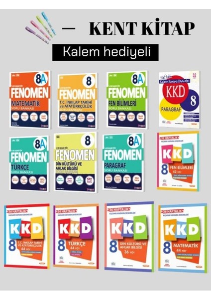 8. Sınıf Matematik - Fen B. - Türkçe - Paragraf - Inkılap T. -Din K. (A Set) Soru Bankaları -Kkd Set