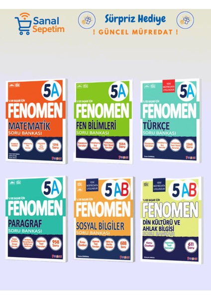 5. Sınıf Matematik - Fen B. - Türkçe - Paragraf - Sosyal Bilgiler - Din K. (A) Set Soru Bankaları