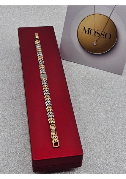 Xuping Bronz Gümüş Zirkon Detaylı Hasır Model Çelik Bileklik modelleri