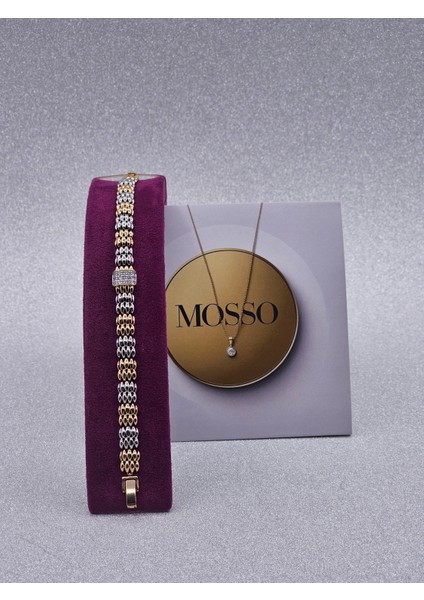 Xuping Bronz Gümüş Zirkon Detaylı Hasır Model Çelik Bileklik indirimleri