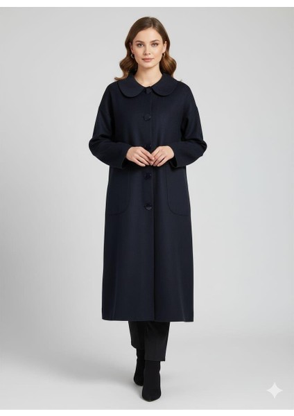 Yün Dokulu Özel Polyviskon Kumaş Astarsız Giy Çık Kap Kaban-Laci