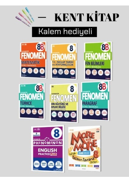 8. Sınıf Matematik-Fen B.-Türkçe-Paragraf-Inkılap T.-Din K. (B Set)-Ingilizce Setli Soru Bankaları