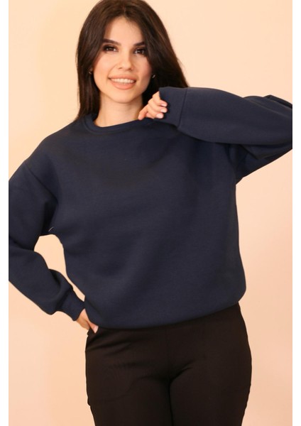 3 Iplik Şardonlu Kaliteli Bisiklet Yaka Sweatshirt