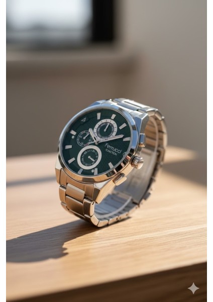 Erkek Kol Saati Gümüş Renk, Yeşil Kadran – Şık Metal Kordon, 2 Yıl Garantili fiyatları