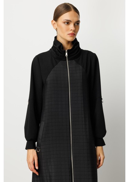 Kare Jakar Krep Doku Mix Astarlı Mevsimlik Spor Trench Kap-Siyah indirimleri