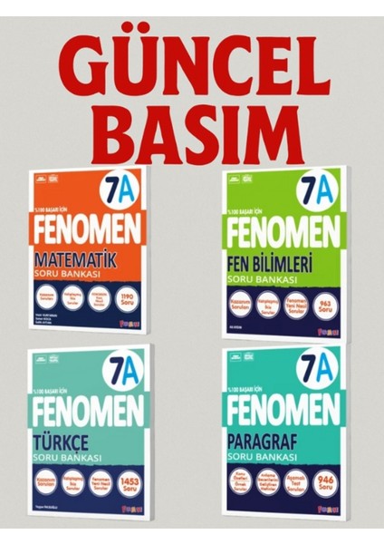 7. Sınıf Matematik - Fen Bilimleri - Türkçe - Paragraf (A Set) Soru Bankaları