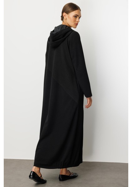 Otto Kumaş ve Düz Krep Doku Ile Pach Edilmiş Içi Komple Astarlı Zamansız Mevsimlik Trench / Kap-Siyah indirimleri