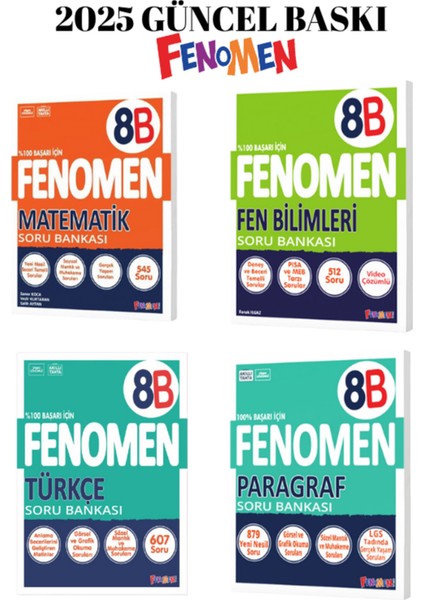 8.sınıf Fen Bilim. Matematik Türkçe Paragraf B Seti 4 Kitap
