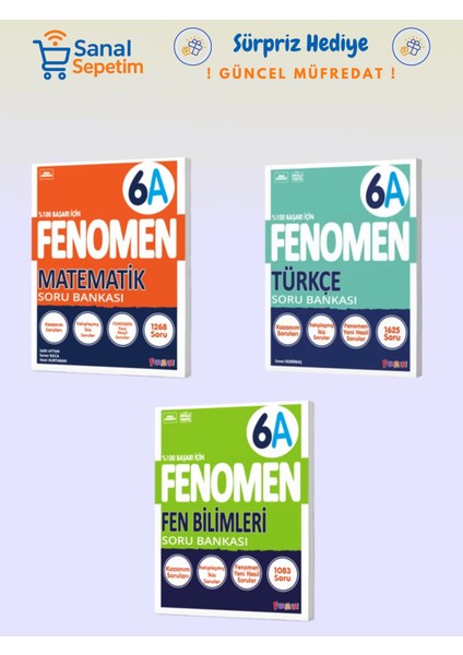 6. Sınıf Matematik + Türkçe + Fen Bilimleri (A Set) Soru Bankaları