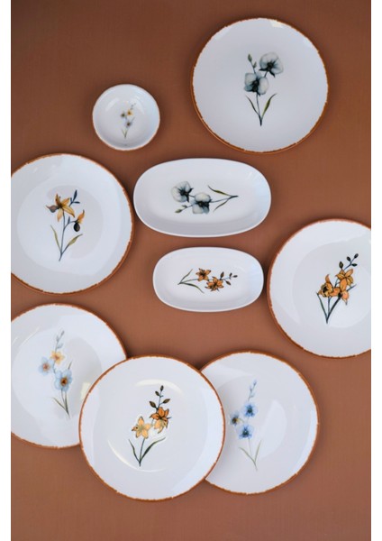 Porselen Azelya Kahvaltı ve Ikram Takımı 6 Kişilik 14 Parça