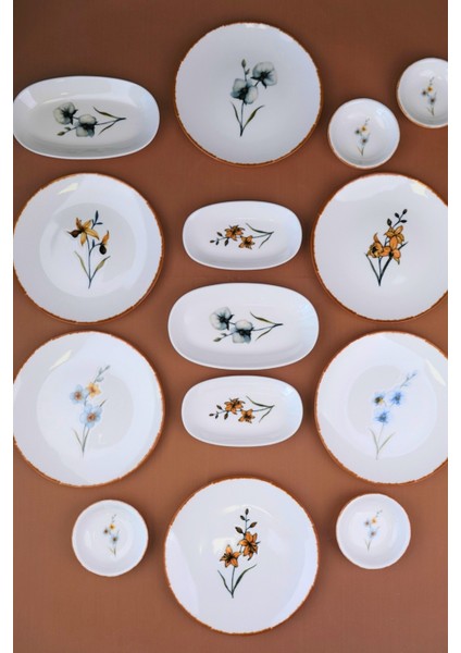 Porselen Azelya Kahvaltı ve Ikram Takımı 6 Kişilik 14 Parça modelleri