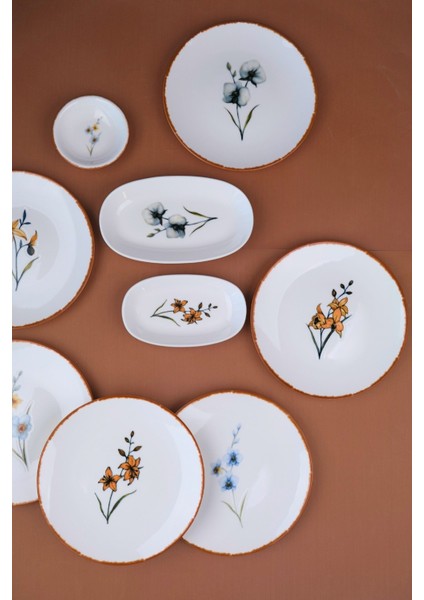 Porselen Azelya Kahvaltı ve Ikram Takımı 6 Kişilik 14 Parça