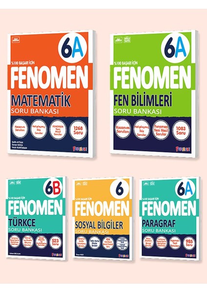 Fenomen 6. Sınıf 5'li Set 2025 (Matematika, Fena, Türkçeb, Sosyal, Paragrafa)