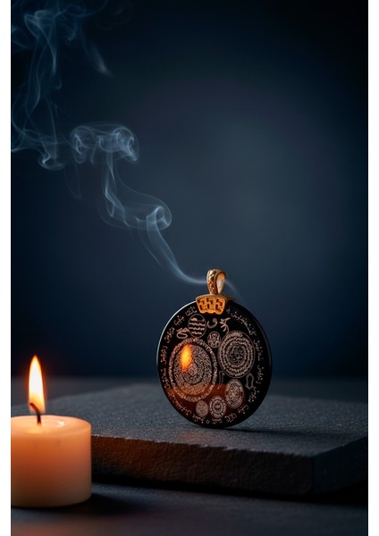 Siyah Çok Dualı Akik Taşı Kolye, Manevi Sembollerle Şifa ve Denge modelleri