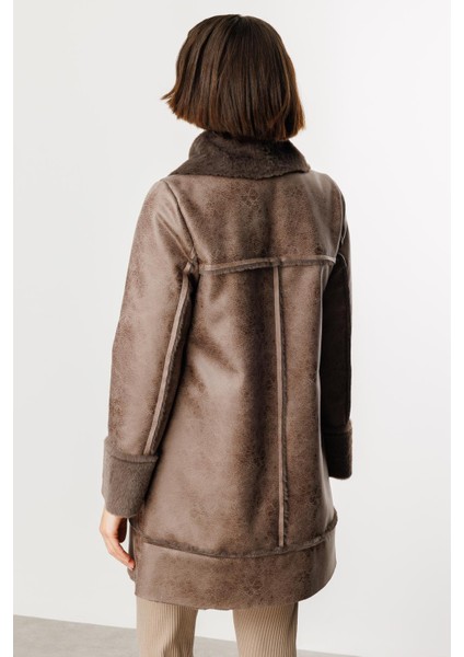 Crok Suni Deri ve Içi Soft Kürk Kaplı Spor Kaban-Vizon indirimleri