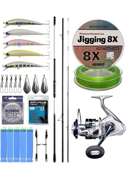 Yekoutdoor Surf Seti Shimano Kamış Beastmaster K Surf Hybrid 4,50M 225G 3pc K-Type Dps & Shimano Makina Saragosa 8000 Sw A Hg