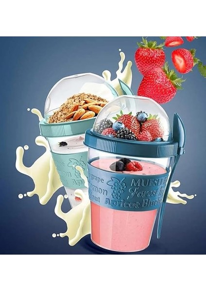 Müsli ve Granola Kapsülü, 600 ml Sızdırmaz Yoğurt Kabı, Take And Go Kaşıklı Granola Kabı, Pratik ve Taşınabilir Tasarım (Pembe) fırsatları