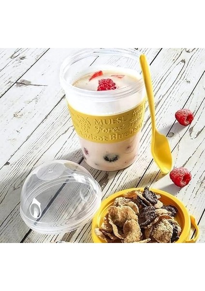 Müsli ve Granola Kapsülü, 600 ml Sızdırmaz Yoğurt Kabı, Take And Go Kaşıklı Granola Kabı, Pratik ve Taşınabilir Tasarım (Pembe) indirimleri