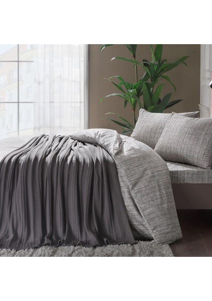 Triko Battaniyeli Nevresim Takımı Çift Kişilik Gri fiyatları